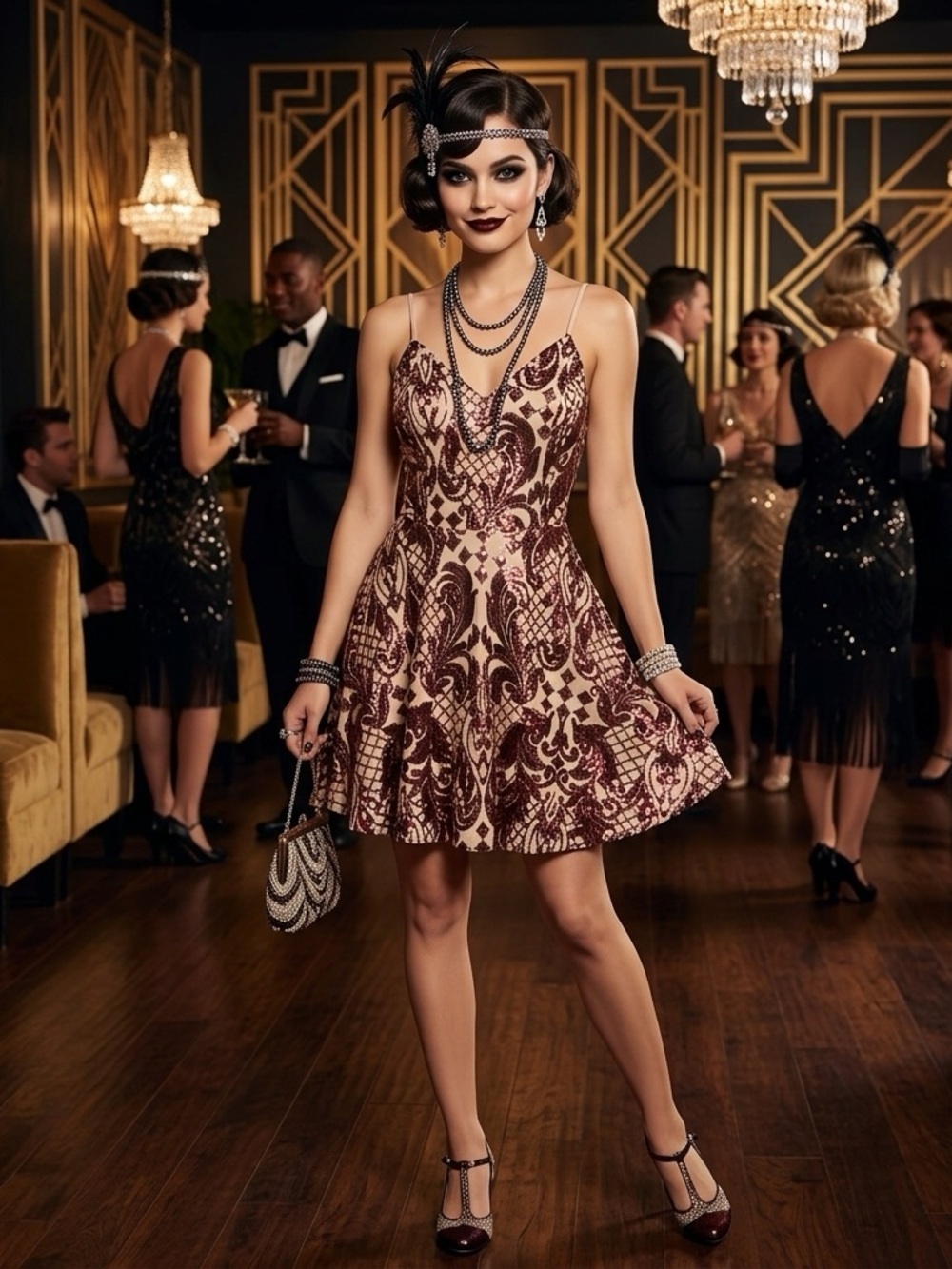 Great Gatsby Y2K Glam Modern Flapper 20’s Revival Mini Cocktail Sequin Dress S